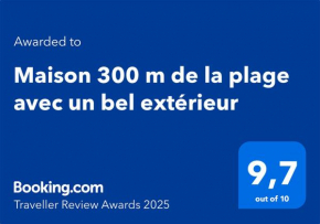 Maison 300 m de la plage avec un bel extérieur